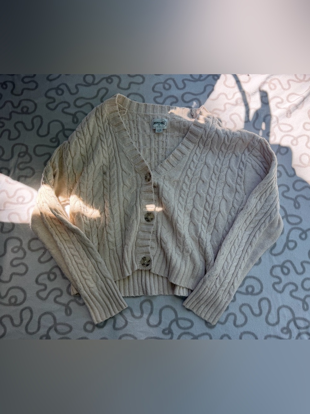 American Eagle Outfitters Cream Cable Knit Button Cardigan